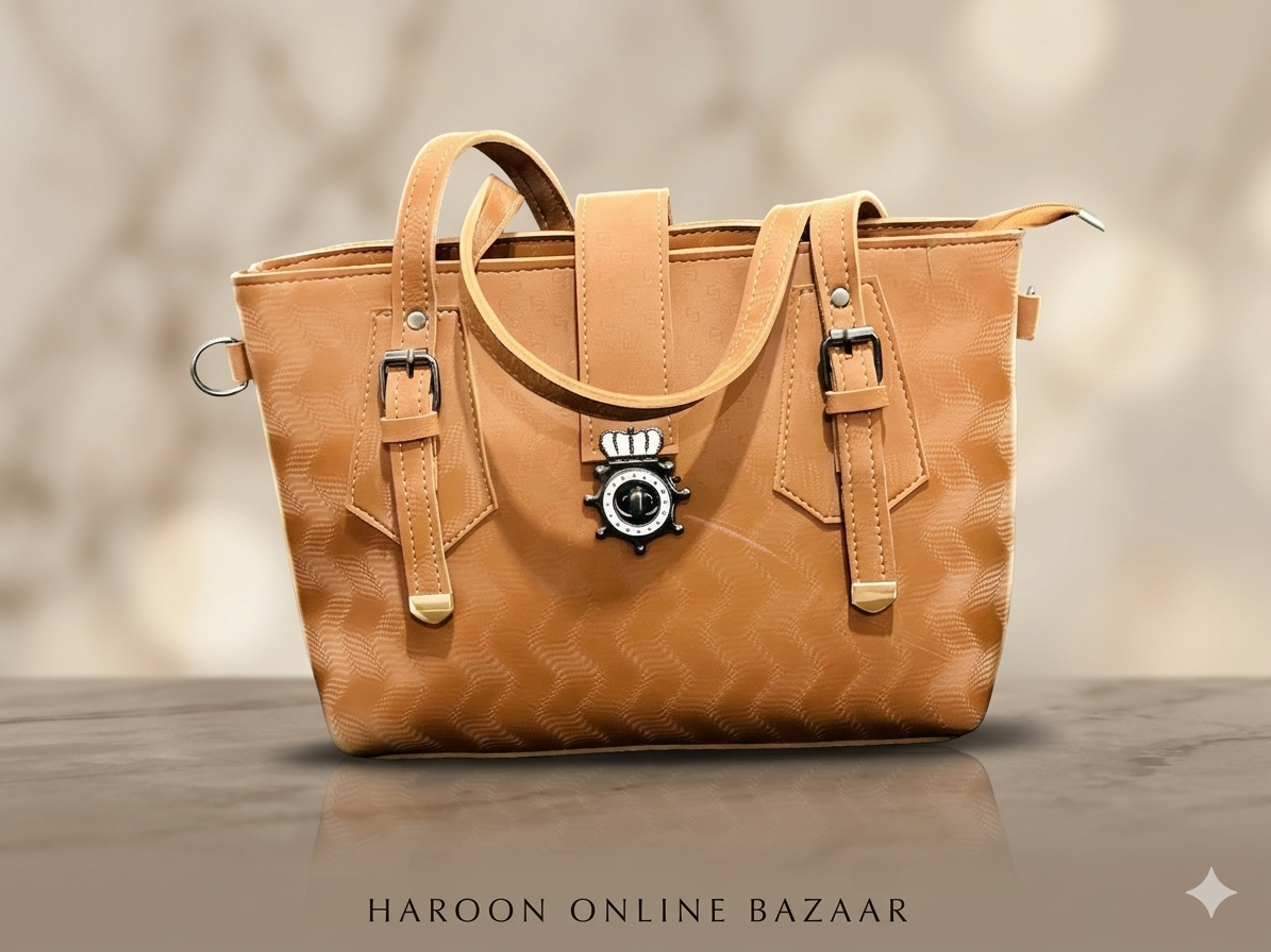 “Women’s Elegant Beige Leather Handbag | Stylish Tote Bag |